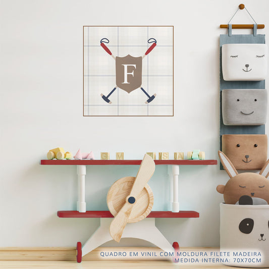 Quadro Infantil Polo Quadrado Bege