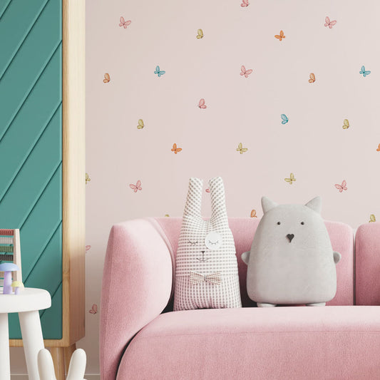 Papel de Parede Infantil Borboletas Flores do Campo