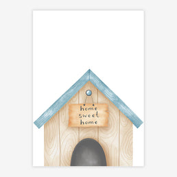Quadro Infantil Casinha Cachorro Azul