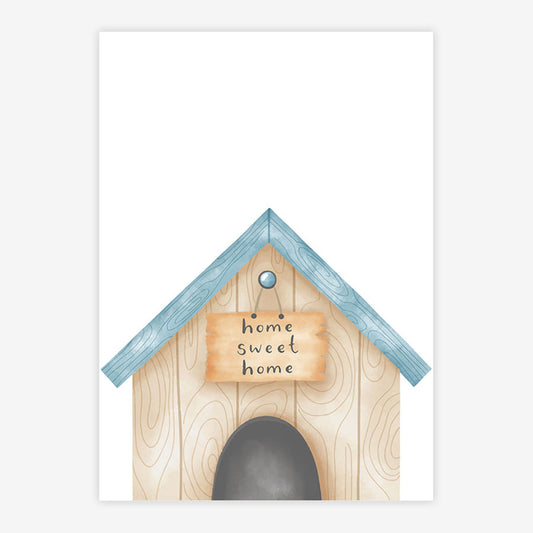 Quadro Infantil Casinha Cachorro Azul