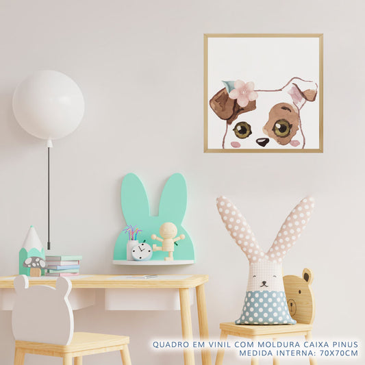 Quadro Infantil Buldogue Fêmea Quadrado