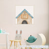 Quadro Infantil Casinha Cachorro Azul Quadrado