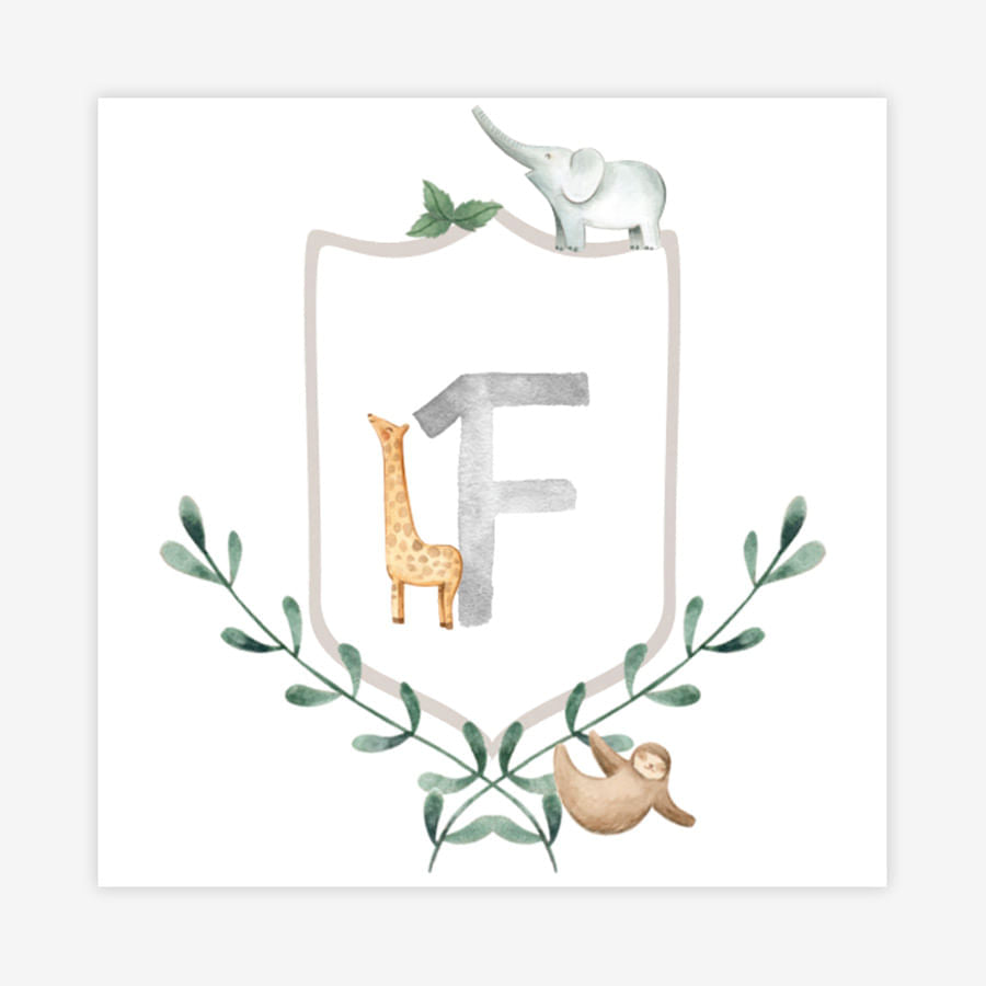 Quadro Infantil Monograma Selva Verde