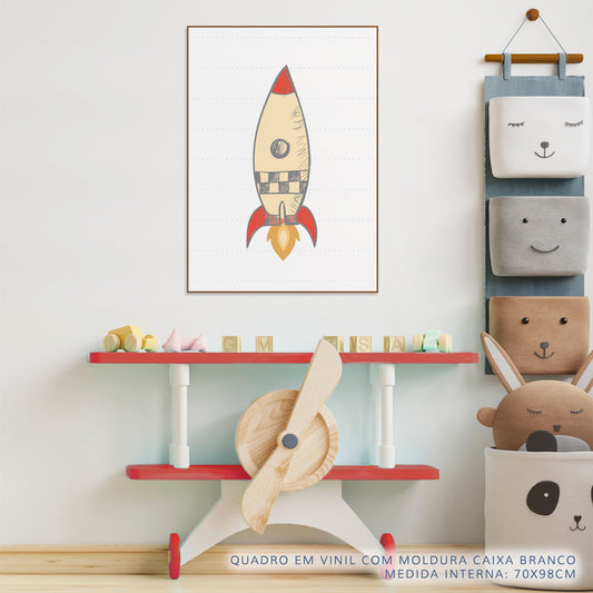 Quadro Infantil Foguete Coral