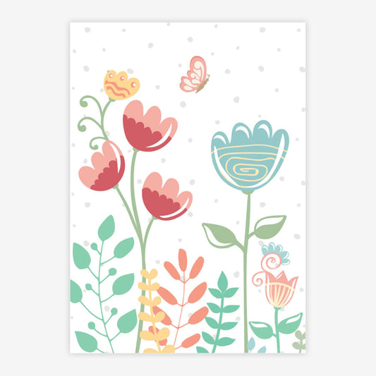 Quadro Infantil Floral Moderno Borboleta Color