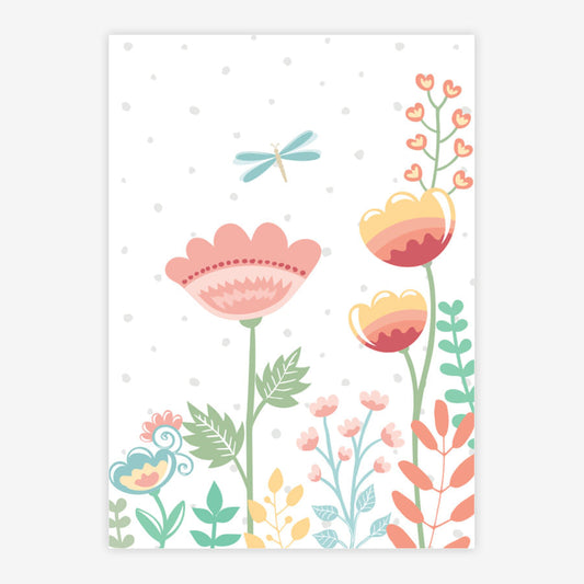 Quadro Infantil Floral Moderno Libélula Color