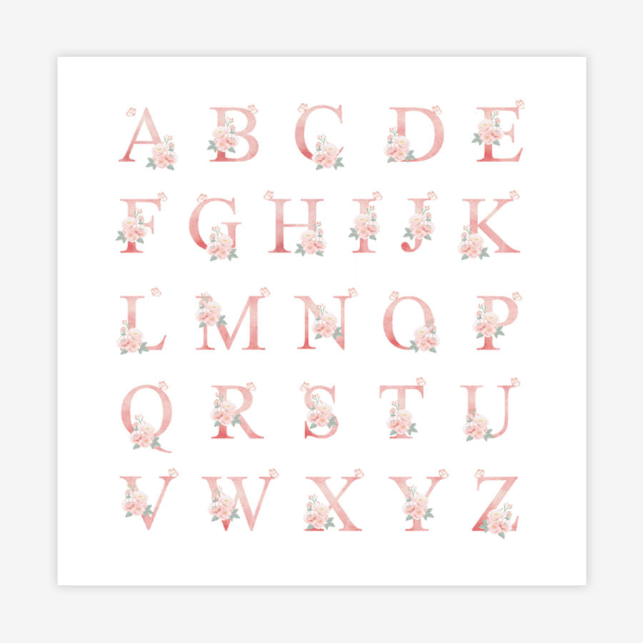 Quadro Infantil Floral Letra Rosa