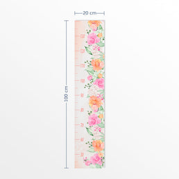 Régua de Crescimento Jardim com Rosas Aquarela Coral