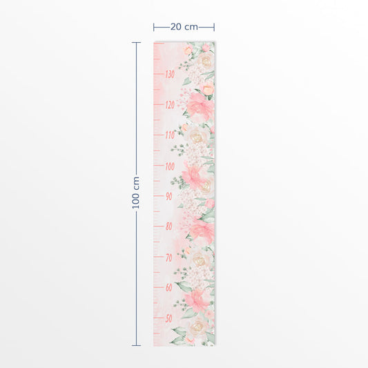 Régua de Crescimento Jardim com Rosas Aquarela Rosa