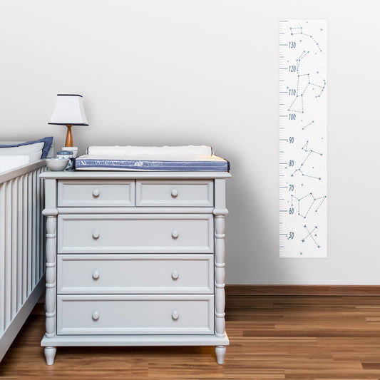 Régua de Crescimento Constelações Fundo Branco Azul Clássico