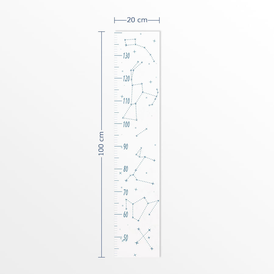 Régua de Crescimento Constelações Fundo Branco Azul Clássico