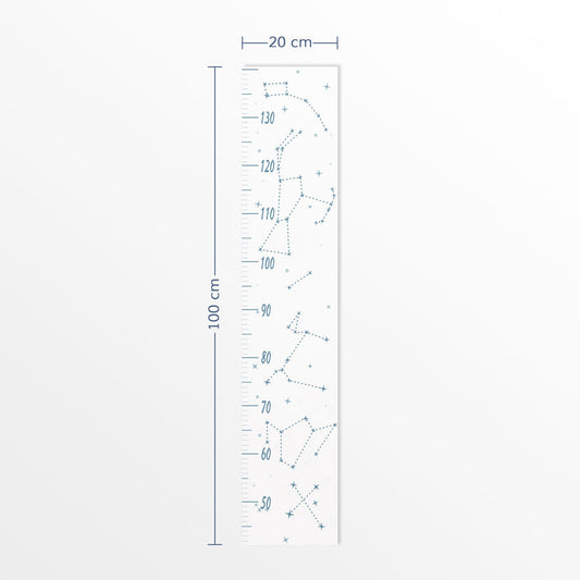 Régua de Crescimento Constelações Fundo Branco Azul Clássico