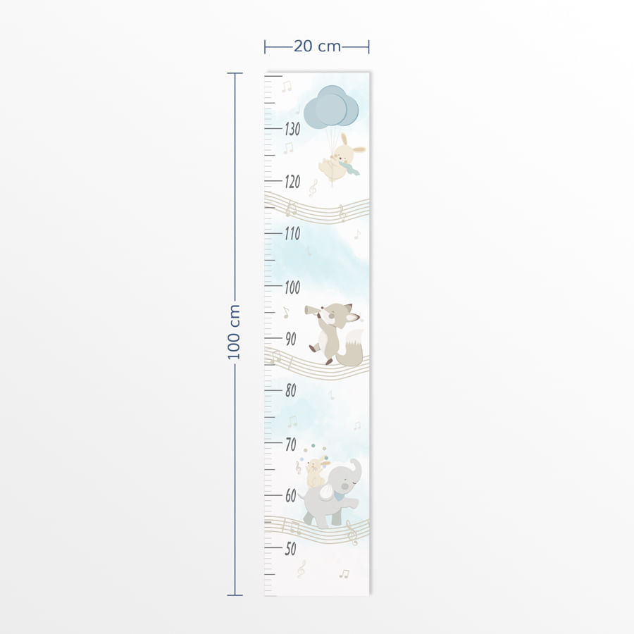 Régua de Crescimento Banda de Animais Azul Claro
