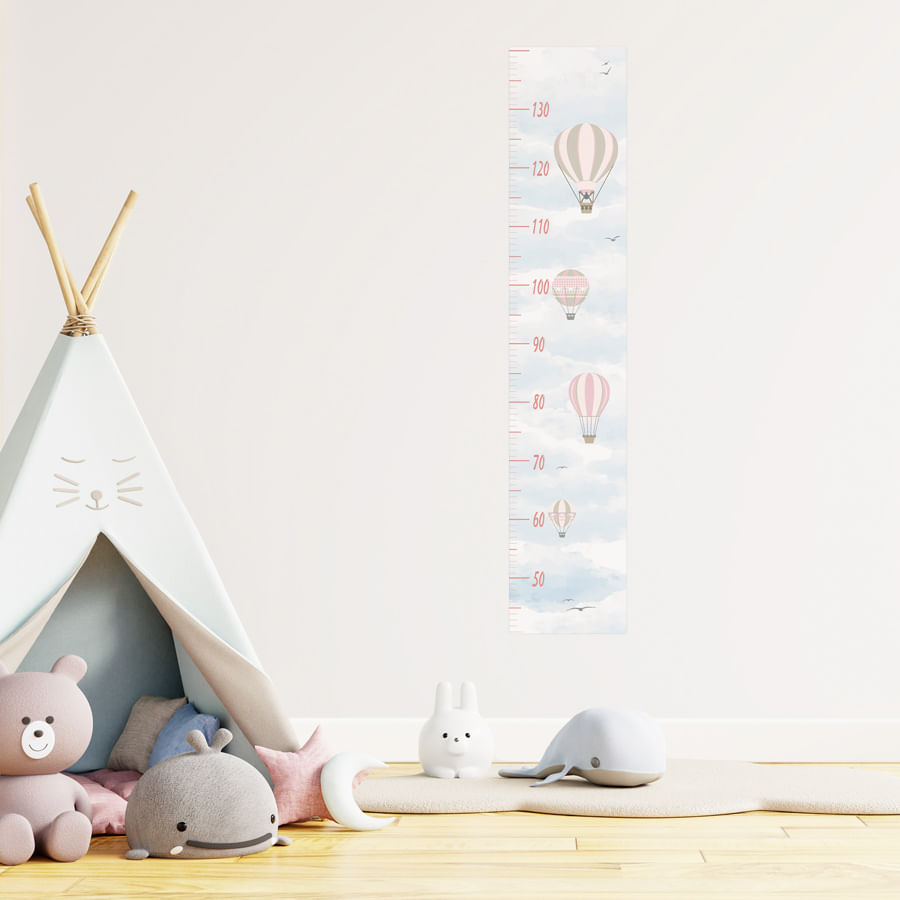 Régua de Crescimento Balão no Céu Rosa