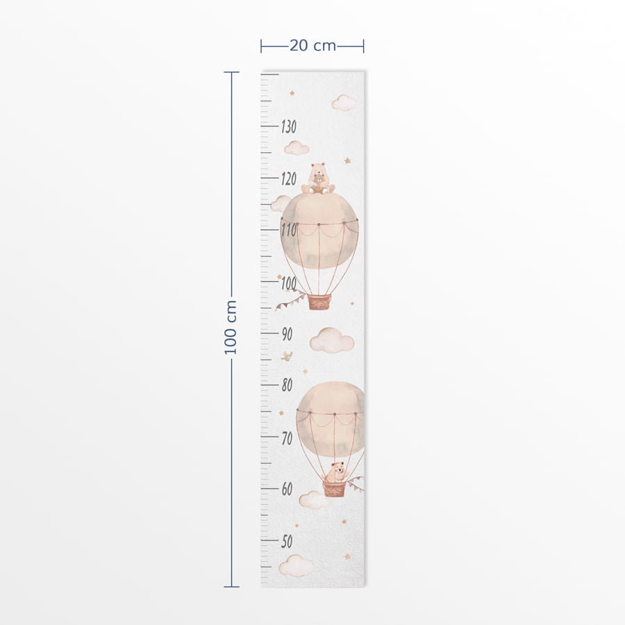 Régua de Crescimento Balão com Urso Bege