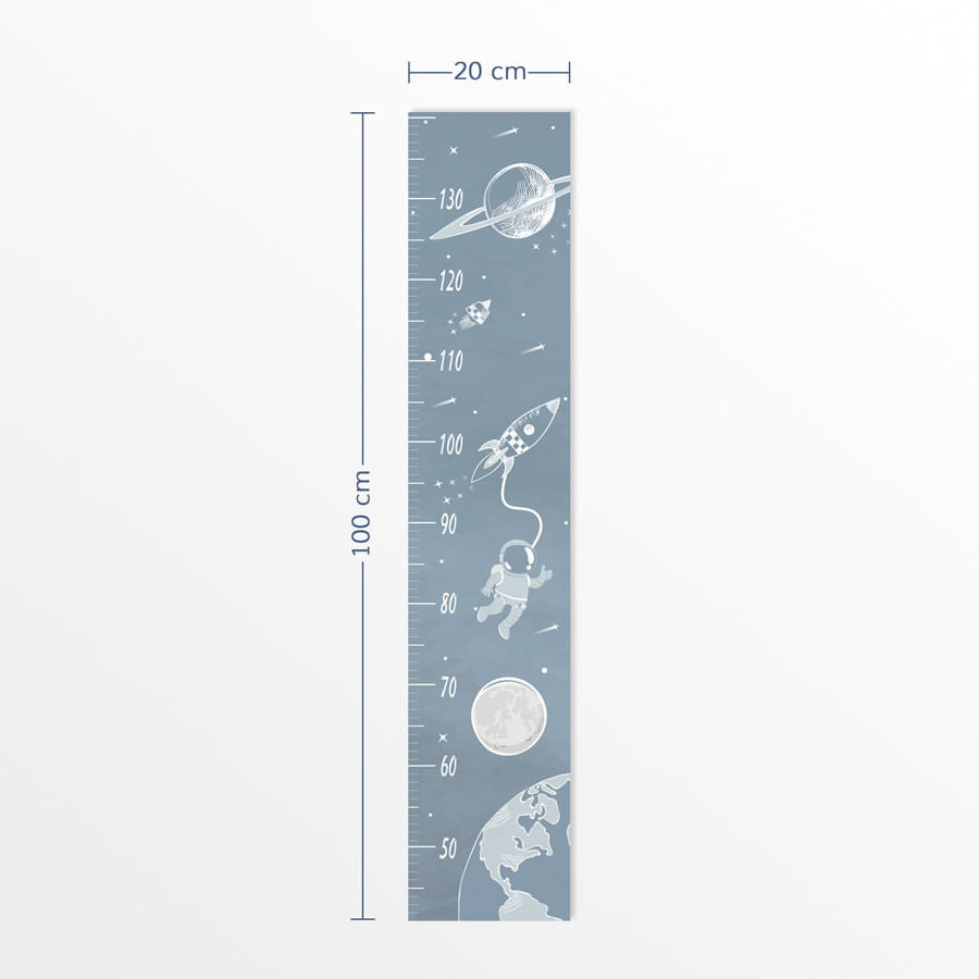 Régua de Crescimento Astronauta no Espaço Azul Clássico