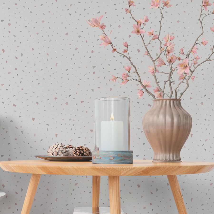 Papel de Parede Granilite Mini Textura Rosa Chá