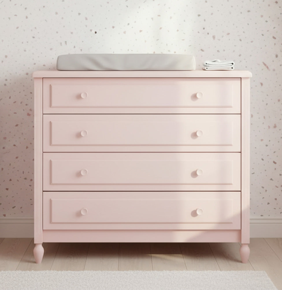 Cômoda de Bebê La Vie Rosa 4 Gavetas