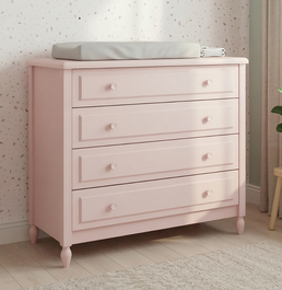 Cômoda de Bebê La Vie Rosa 4 Gavetas