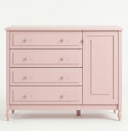 Cômoda de Bebê La Vie Rosa 4 Gavetas e Porta