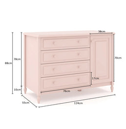 Cômoda de Bebê La Vie Rosa 4 Gavetas e Porta