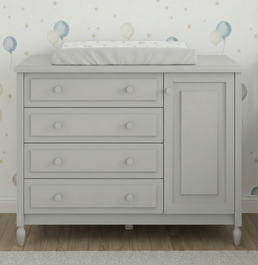 Cômoda de Bebê La Vie Cinza 4 Gavetas e Porta