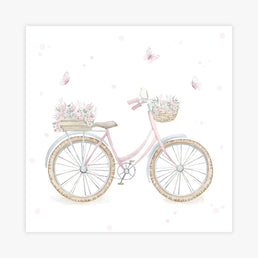 Quadro Infantil Jardim Bicicleta Rosa