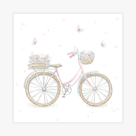 Quadro Infantil Jardim Bicicleta Rosa