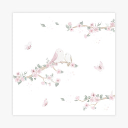 Quadro Infantil Jardim Galho a Esquerda Rosa - Quadrado