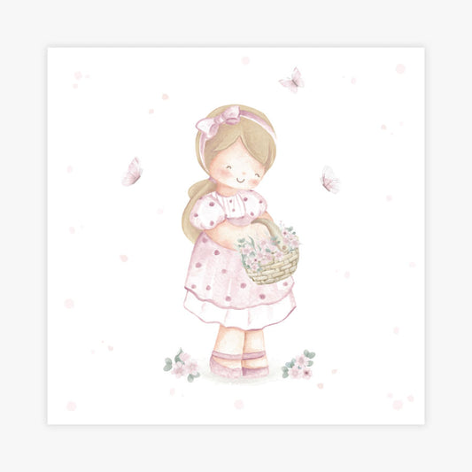 Quadro Infantil Jardim Menina Rosa