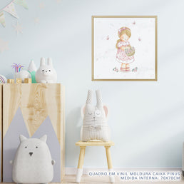 Quadro Infantil Jardim Menina Rosa