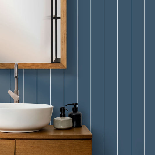 Papel de Parede Listra Lambri Azul Polo