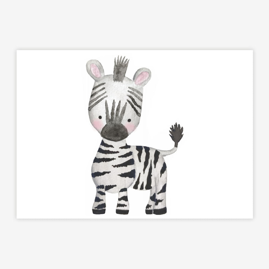 Quadro Infantil Selva Zebra Color Horizontal