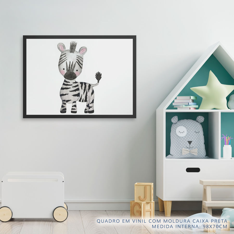 Quadro Infantil Selva Zebra Color Horizontal