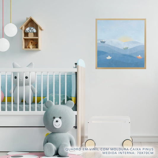 Quadro Infantil Barquinhos de Papel no Mar