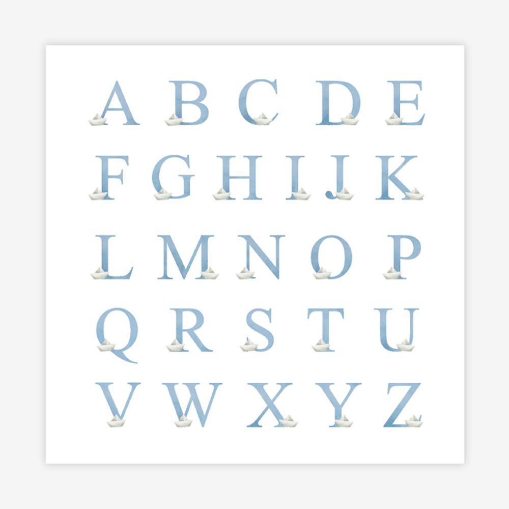 Quadro Infantil Barquinho de Papel com Inicial Azul