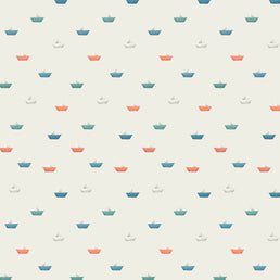 Papel de Parede Infantil Barquinho de Papel Bege