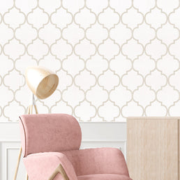 Papel de Parede Arabesco Aquarela Bege