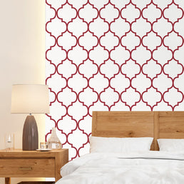 Papel de Parede Arabesco Aquarela Vermelho