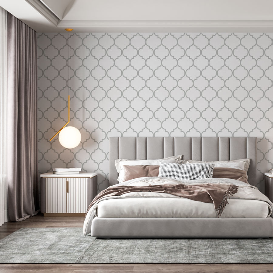 Papel de Parede Arabesco Aquarela Cinza