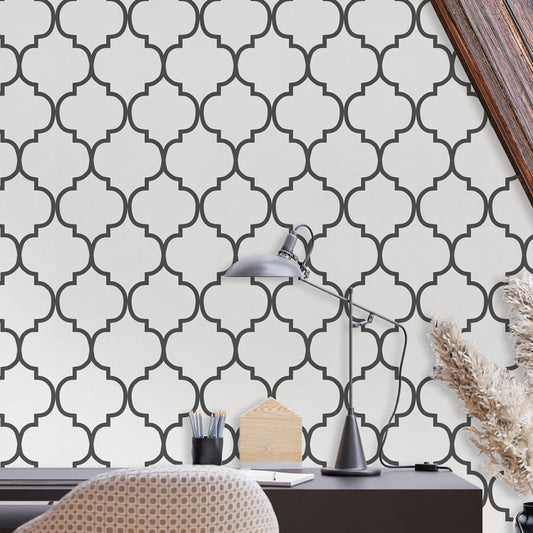 Papel de Parede Arabesco Aquarela Preto