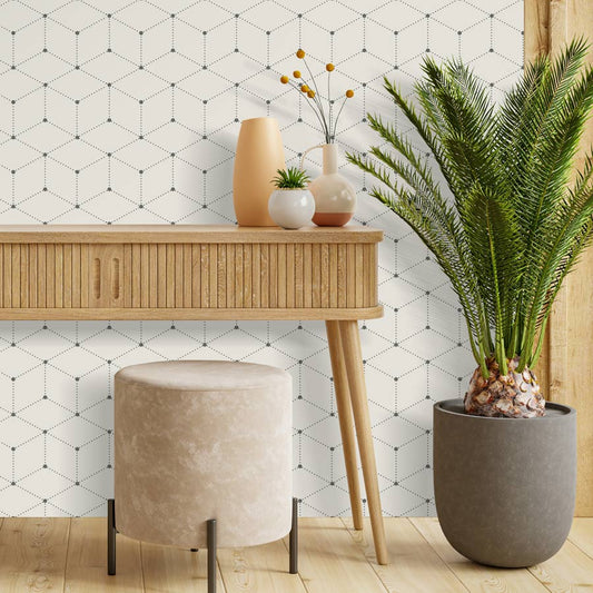 Papel de Parede Polígono com Pontos Cinza