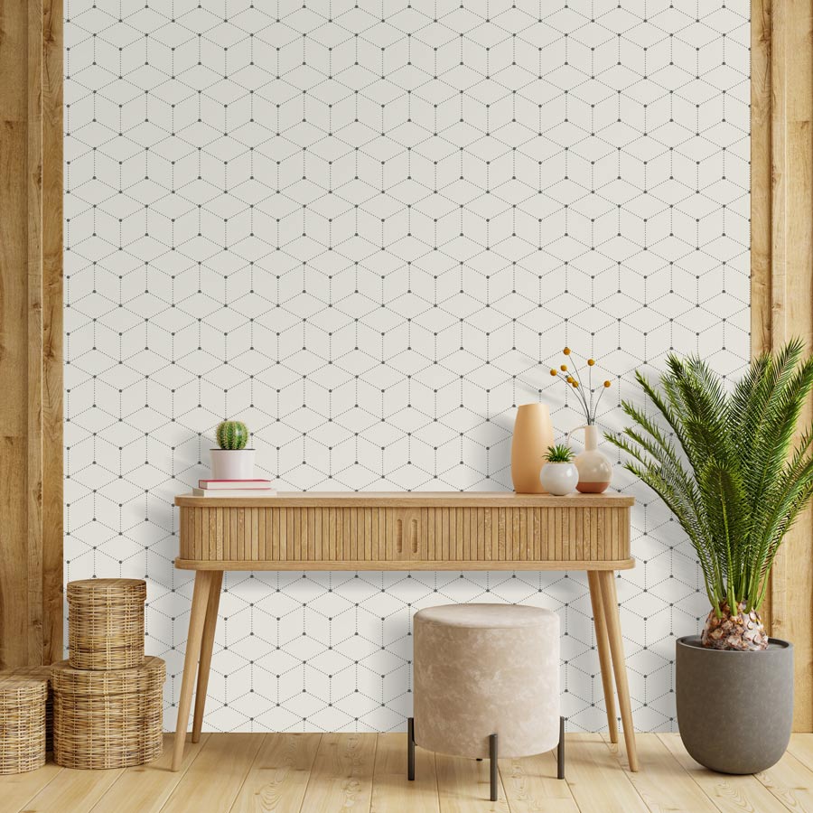 Papel de Parede Polígono com Pontos Cinza