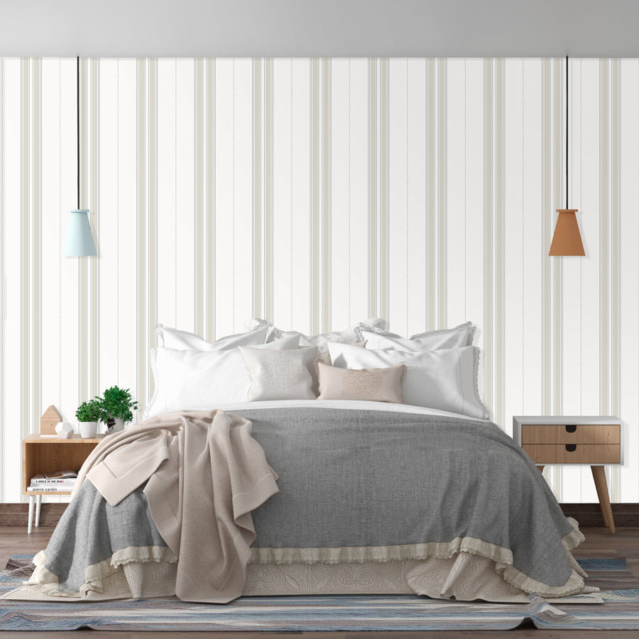 Papel de Parede Listra Britânica Bege