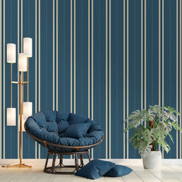 Papel de Parede Listra Britânica Azul Polo