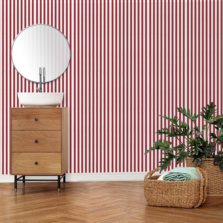 Papel de Parede Listra Aquarela Classic Vermelho