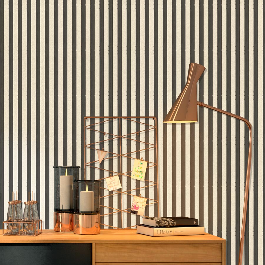 Papel de Parede Listra Aquarela Classic Preto