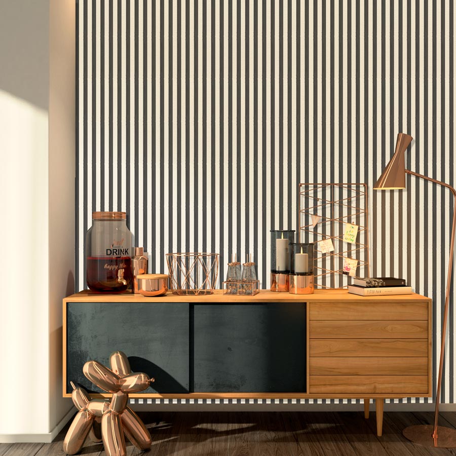 Papel de Parede Listra Aquarela Classic Preto