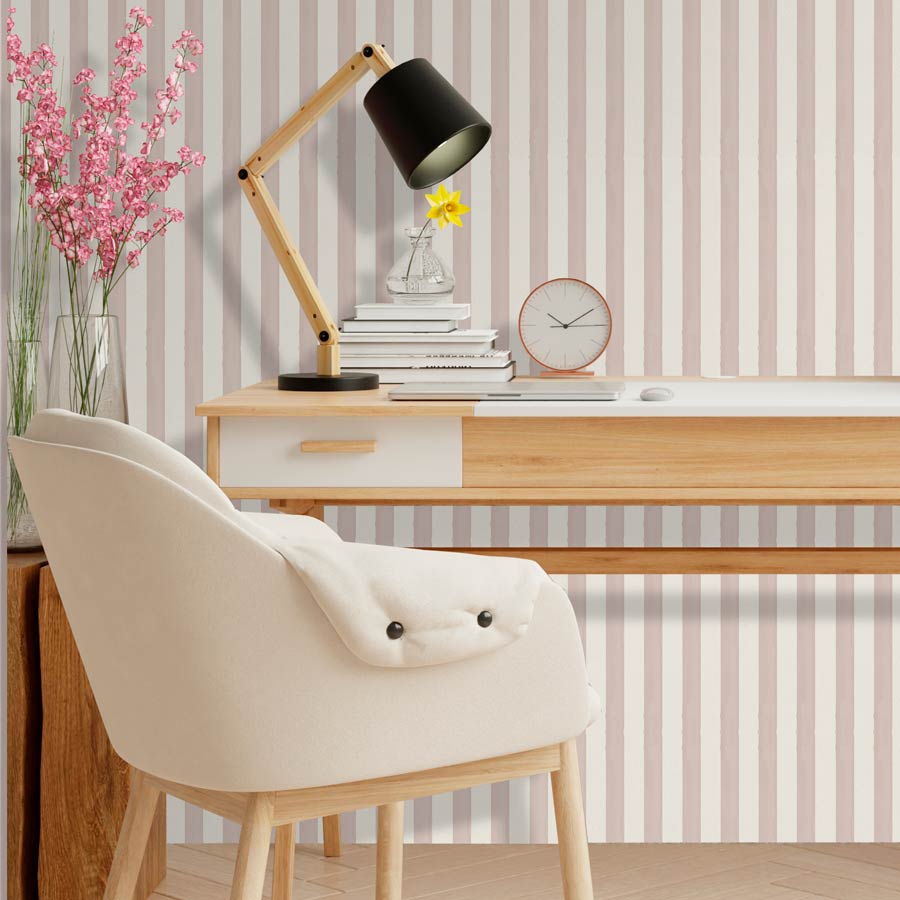 Papel de Parede Listra Aquarela Classic Rosa Chá