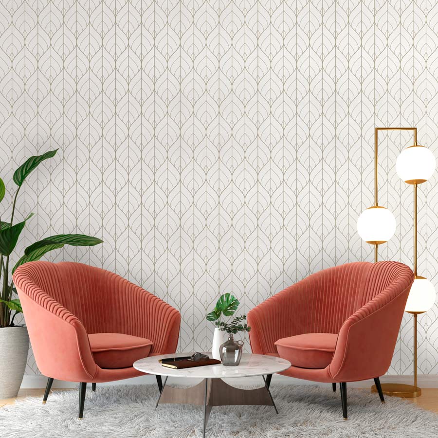 Papel de Parede Folhas Classic Bege